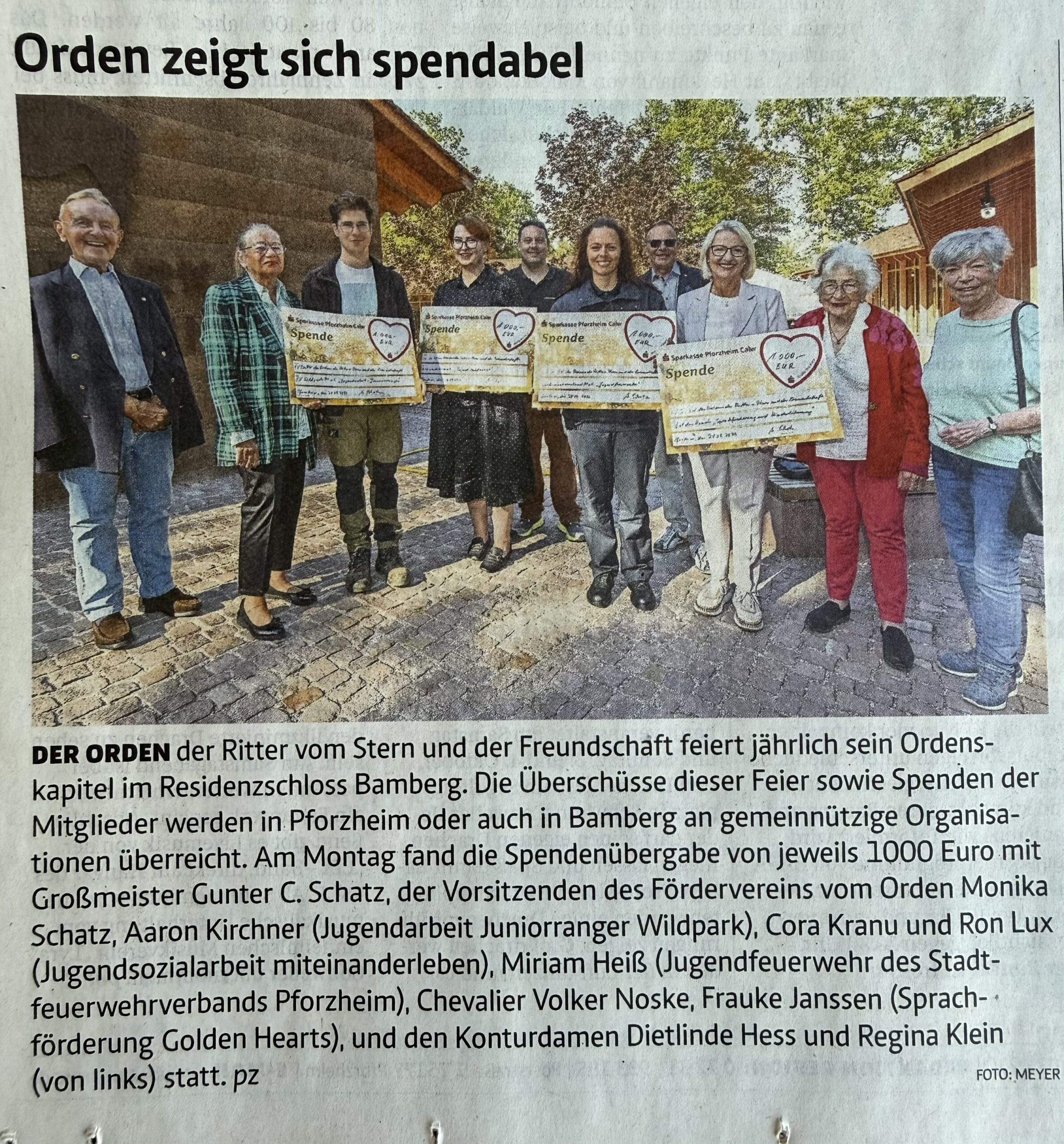 Orden zeigt sich Spendabel